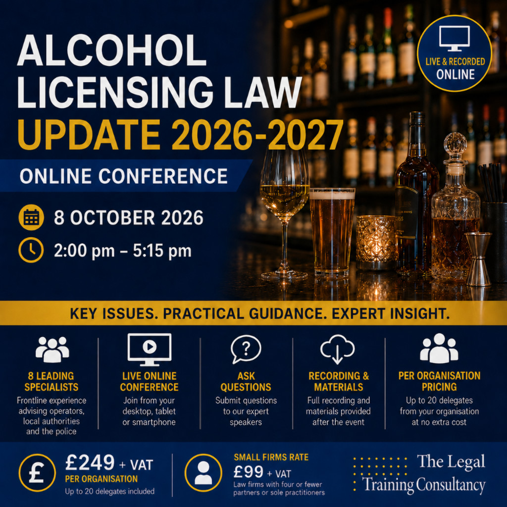5th Annual Alcohol Licensing Law Update: Online Conference
