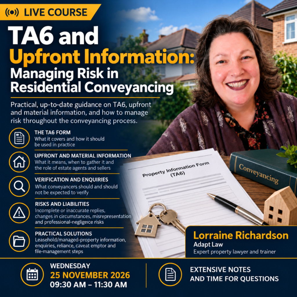 TA6 and Upfront Information: Managing Risk in Residential Conveyancing
