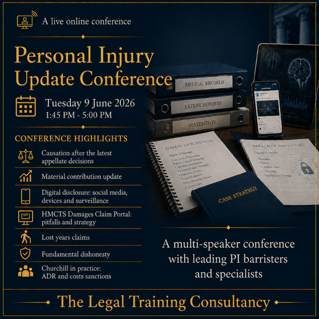 Annual Personal Injury Update 2026 - A  Live Online Conference.