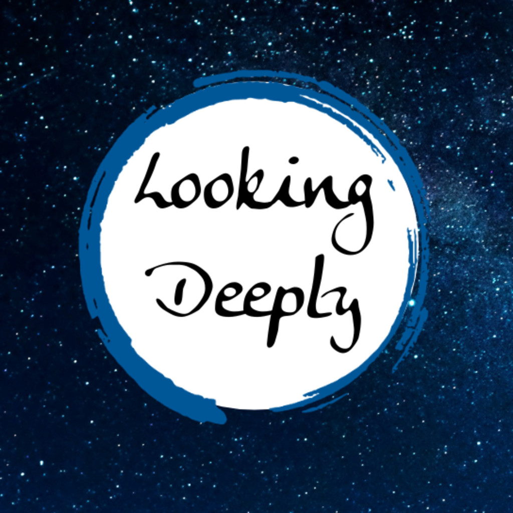 Looking Deeply calligraphy in blue circle