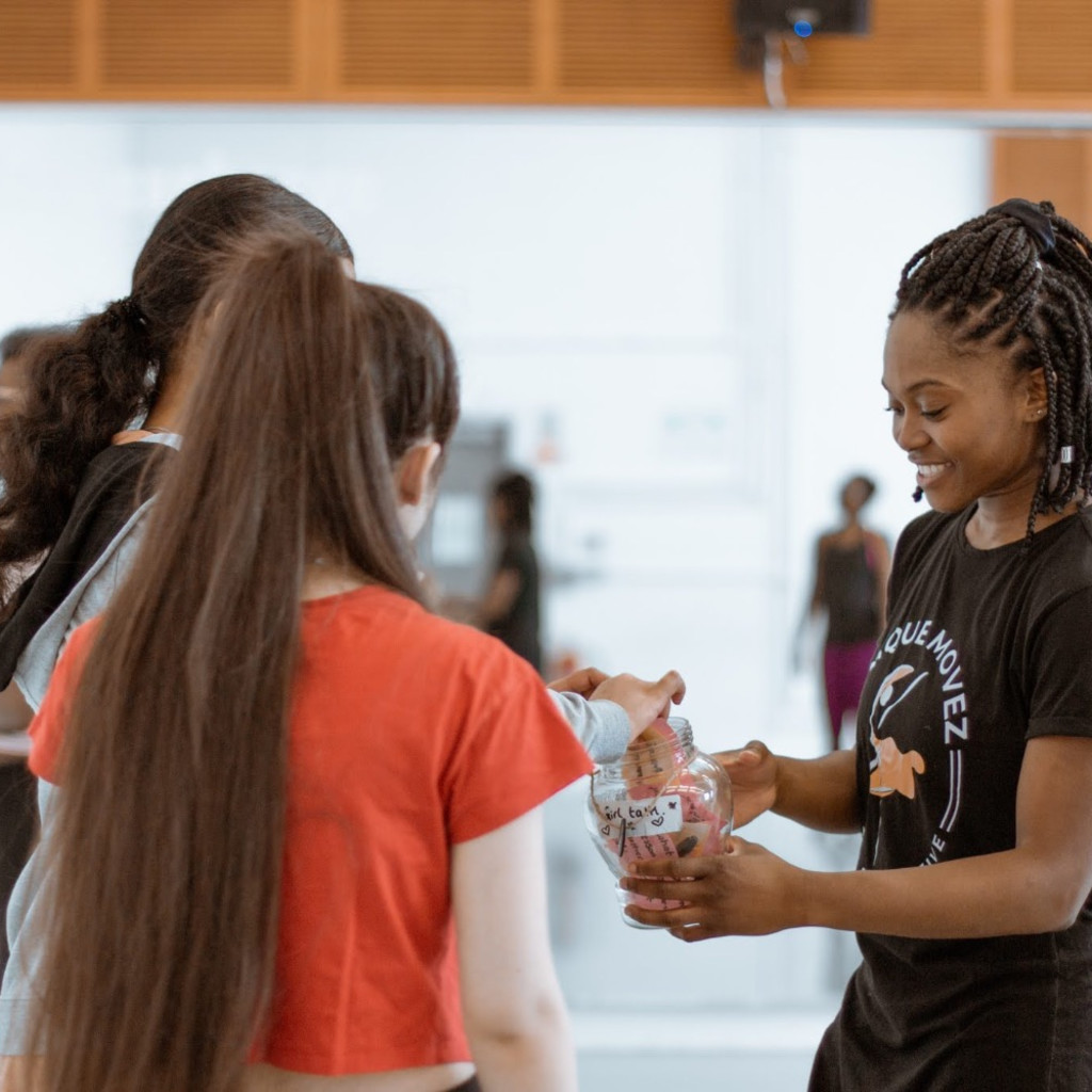 Image of a dance class with women standing - for unique Movez dance collective CIC