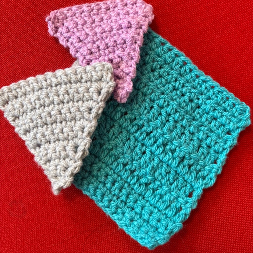 Crochet square and 2 crochet triangles