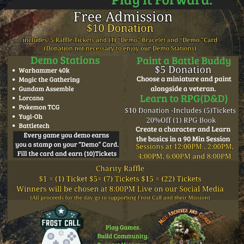 Frost Call Game Day - Charity Event with Mox Archives