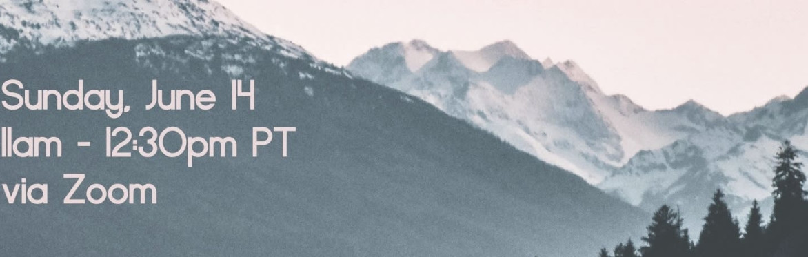 A pink and grey skyscape with text: Opening Sacred Space for Creative Practice / a workshop with E. amato