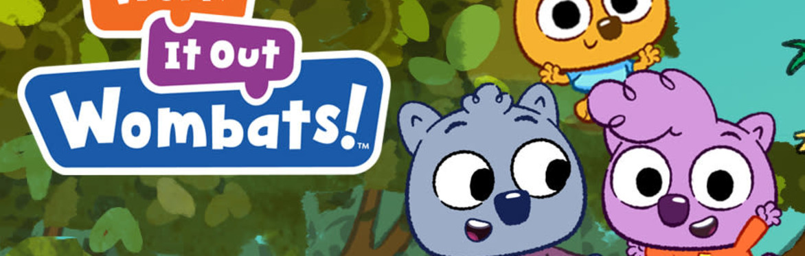PBS KIDS All Across American with the characters from City Island, the City Island Logo, a red and gray train speeding along the tracks of a curved stylized animated earth with blue ocean, green fores