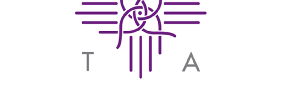 A brown banner with a sketch of a baby held by hands. Text describes the CSTA conference details