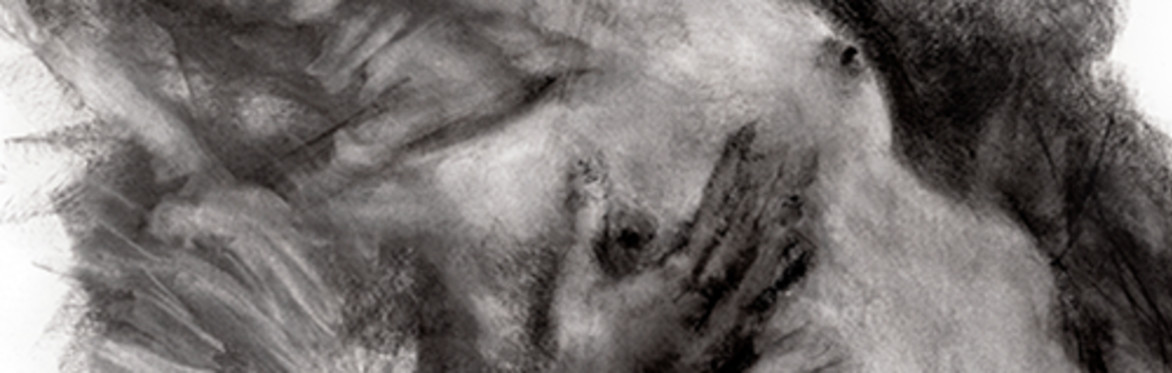 Beata Ludovica Albertoni redux #3 after Bernini - charcoal on paper (detail) - 22 x 30 in