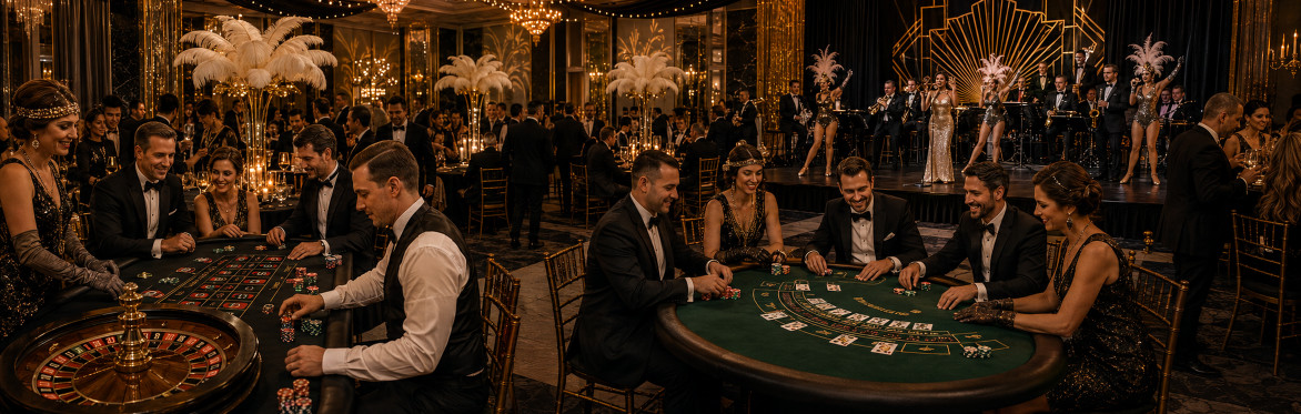 New Years Eve Great Gatsby Gala Dinner Show with 5 piece band and showgirls dancing.