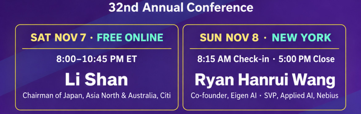 TCFA 2026: Investing in the AI Era. November 7–8, 2026. Online and New York.