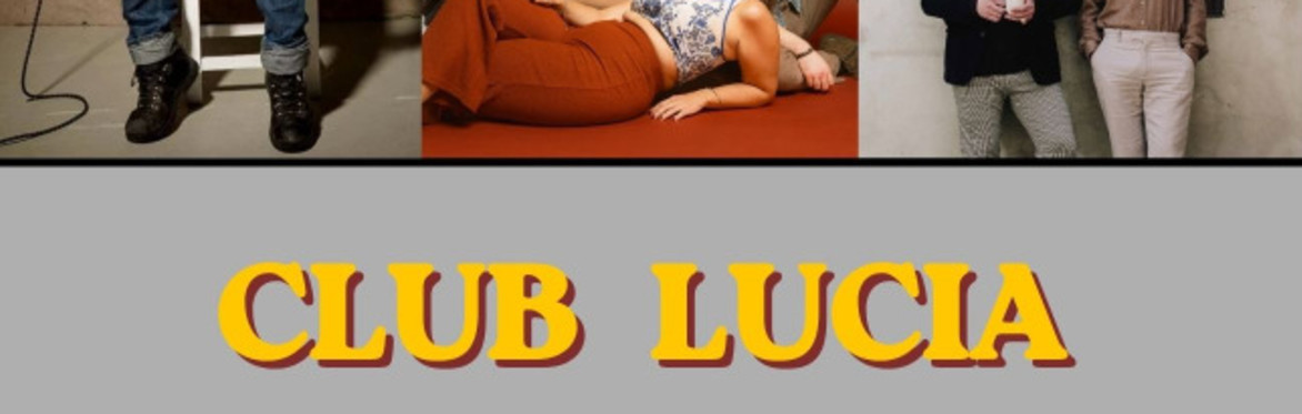 Poster of 3 bands performing in Vienna at Club Lucia. Red colors, Cream Colors and vivid colors