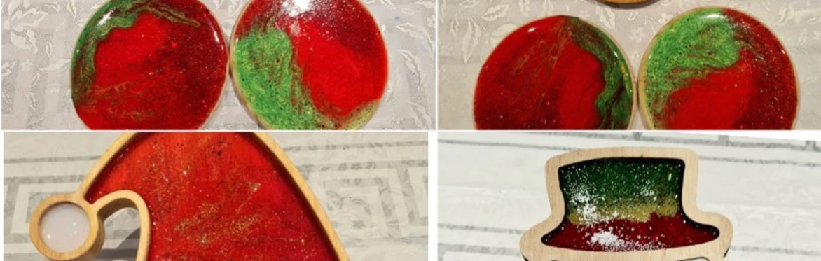 Resin Christmas Plate & set of 4 coasters