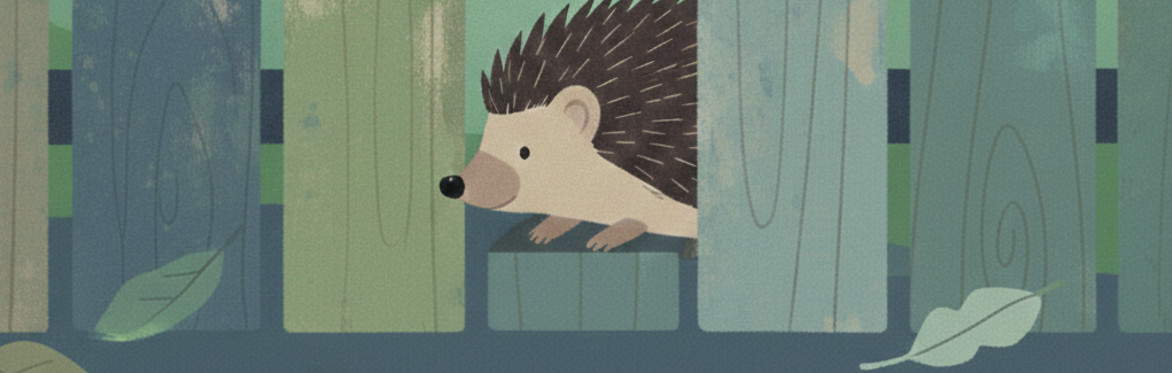Hedgehog emerging from fence