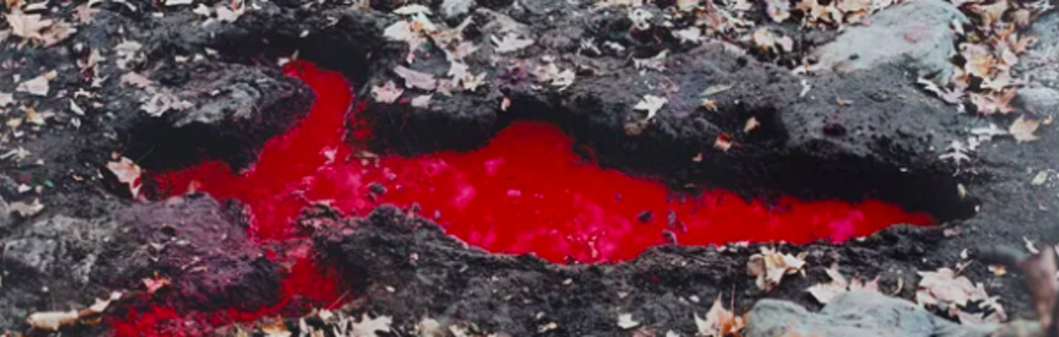 a red body print in the earth