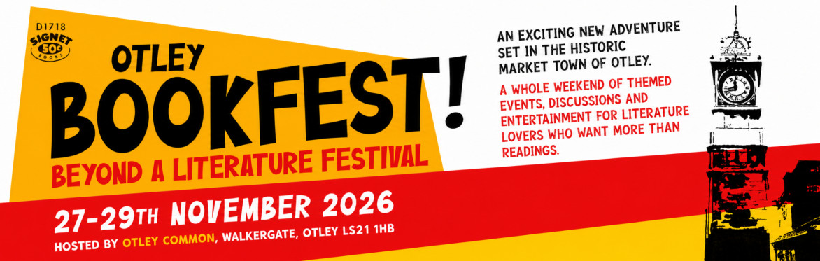 Otley Bookfest banner with dates and venue details.
