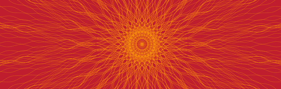 Sun-like mandala on dark orange