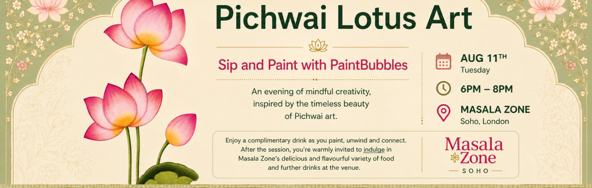 Pichwai Lotus Art @ Masala Zone, Soho By PaintBubbles