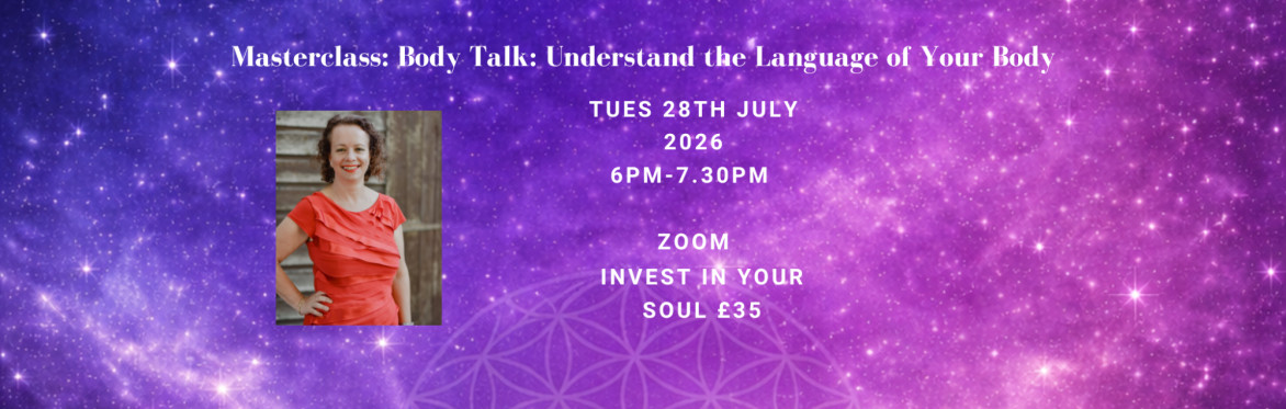 Writing for Body Talk: understanding the language of your body & pic of Tracy Fance with pink/purple background