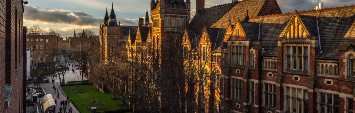 Photograph of the Baines Wing at sunset.