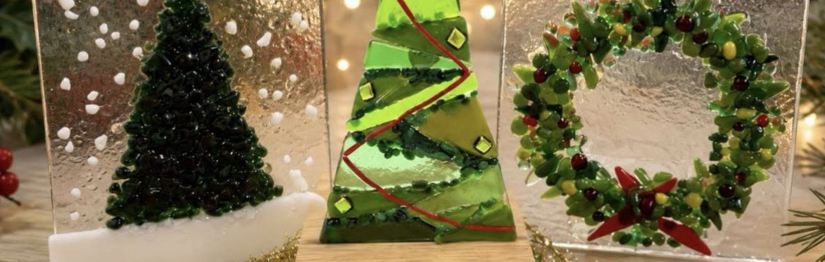 Fused Glass Festive Tea Light Holder