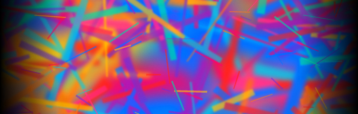 Brushstrokes — abstract painted color field in magenta, orange and teal