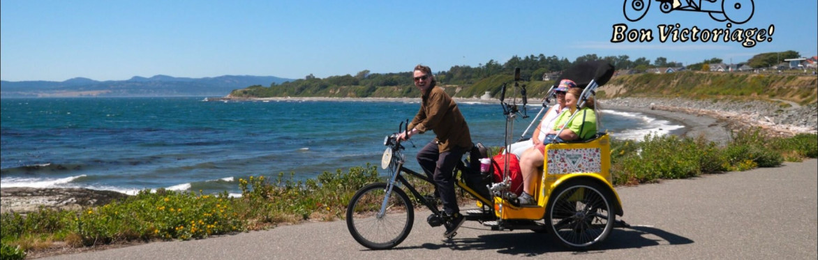 Johnny drives Susan and Meliah around on a pedicab