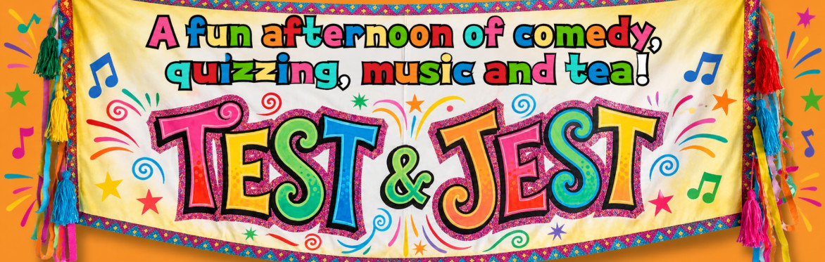 Colourful banner for Test & Jest event