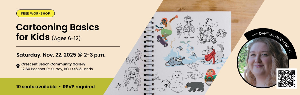 Cartooning Basics for Kids workshop banner.