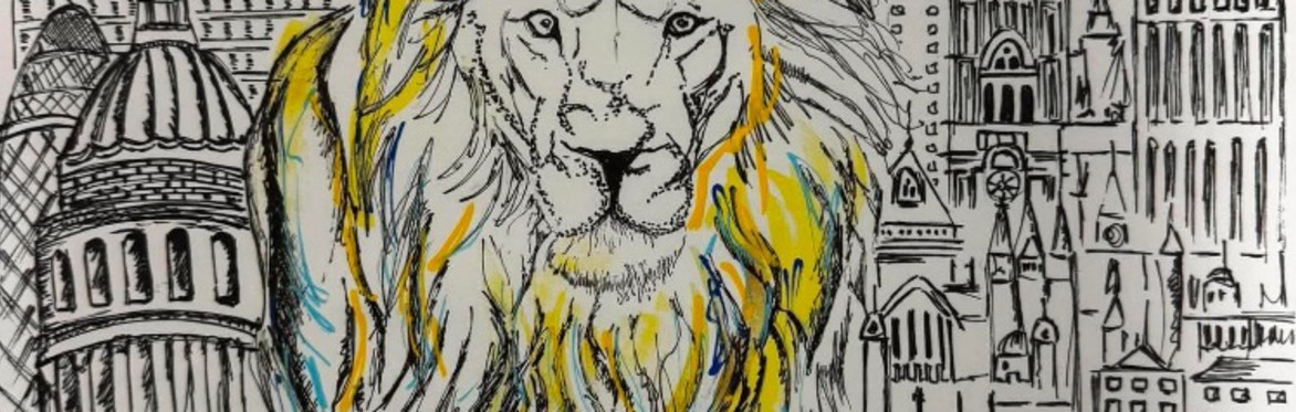 Watercolour & Mark Marking Travelling Lion