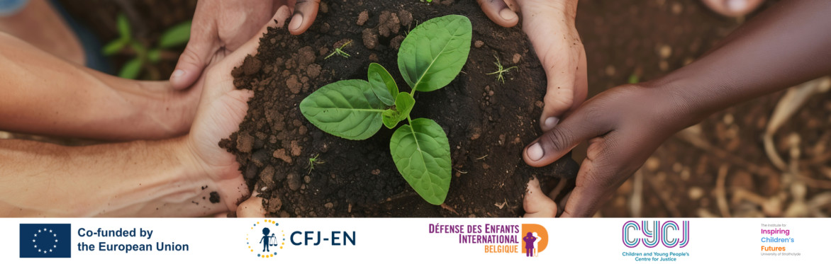 Multiple hands of different skin tones holding a clump of fertile soil with a small green plant growing in the center.