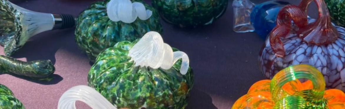 Handblown glass pumpkins from Athens Hot Glass