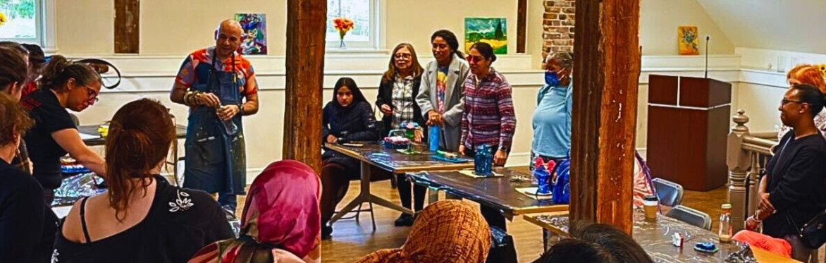 a sculpture class underway