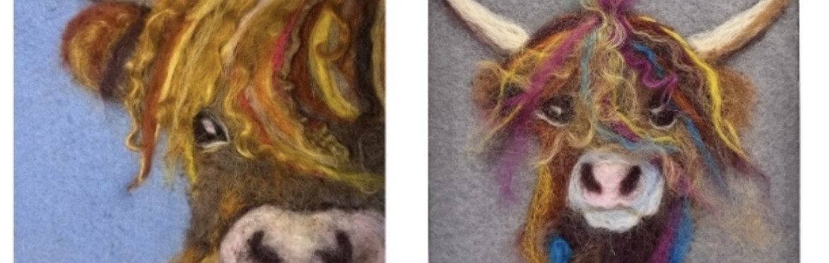 Needle Felted Highland Cow Picture