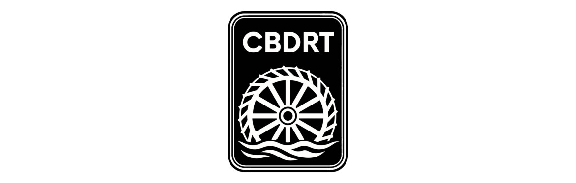 CBDRT logo: a water wheel badge