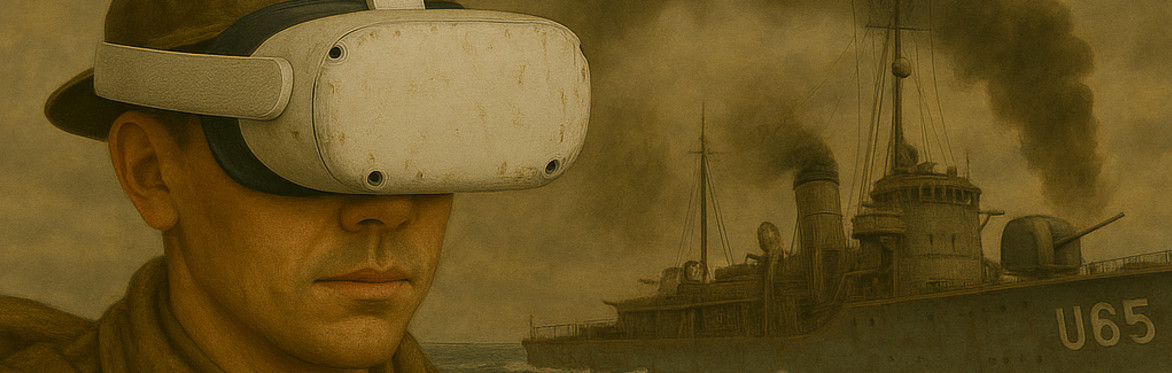 Soldier with VR headset and ship