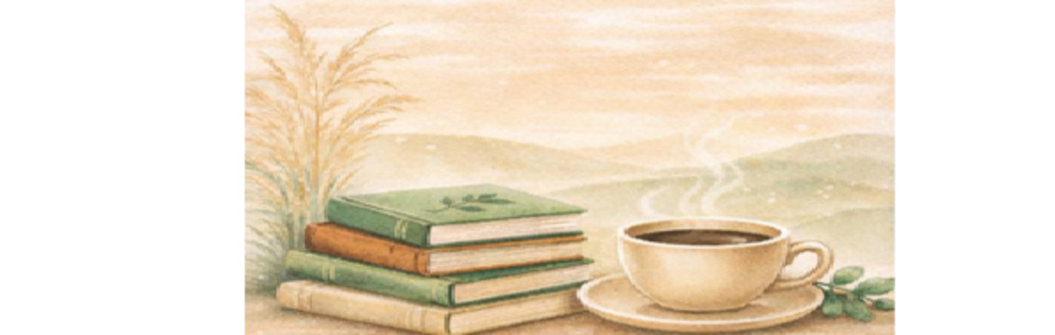 A pile of books and a coffee cup