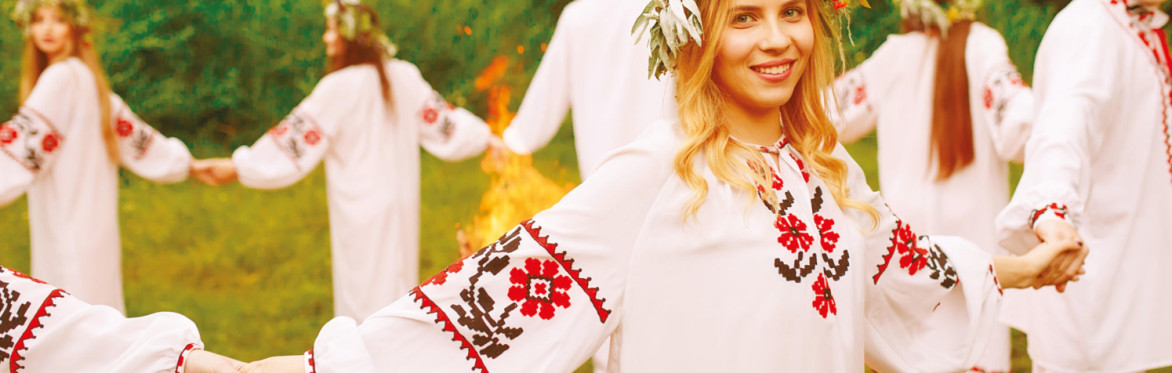 dancing around a bonfire on midsummer's day