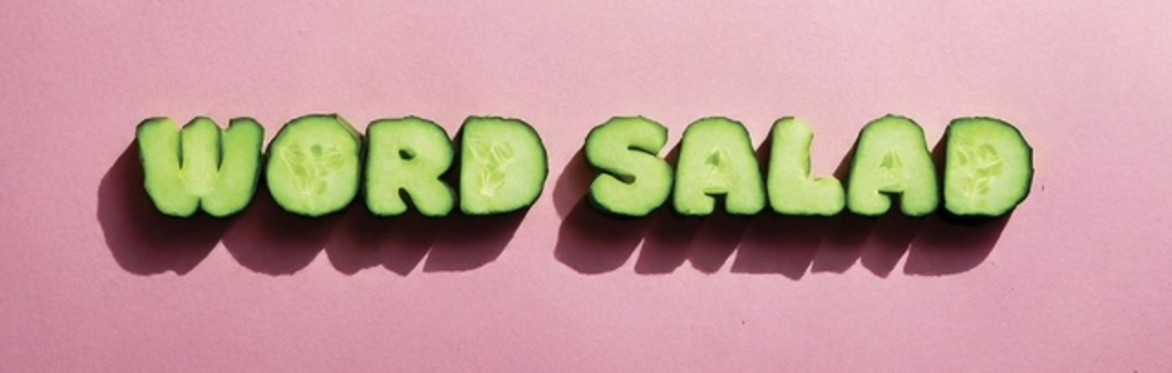 "Word Salad", the night's title, spelled out in cucumbers