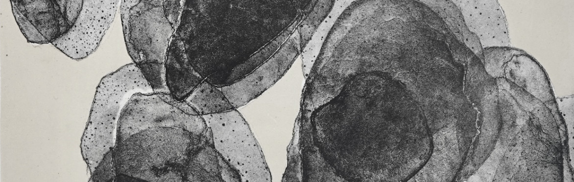 The cover of Stonework, a poetry anthology, featuring the title in pale green text and stone illustrations by artist Helen Rollinson.