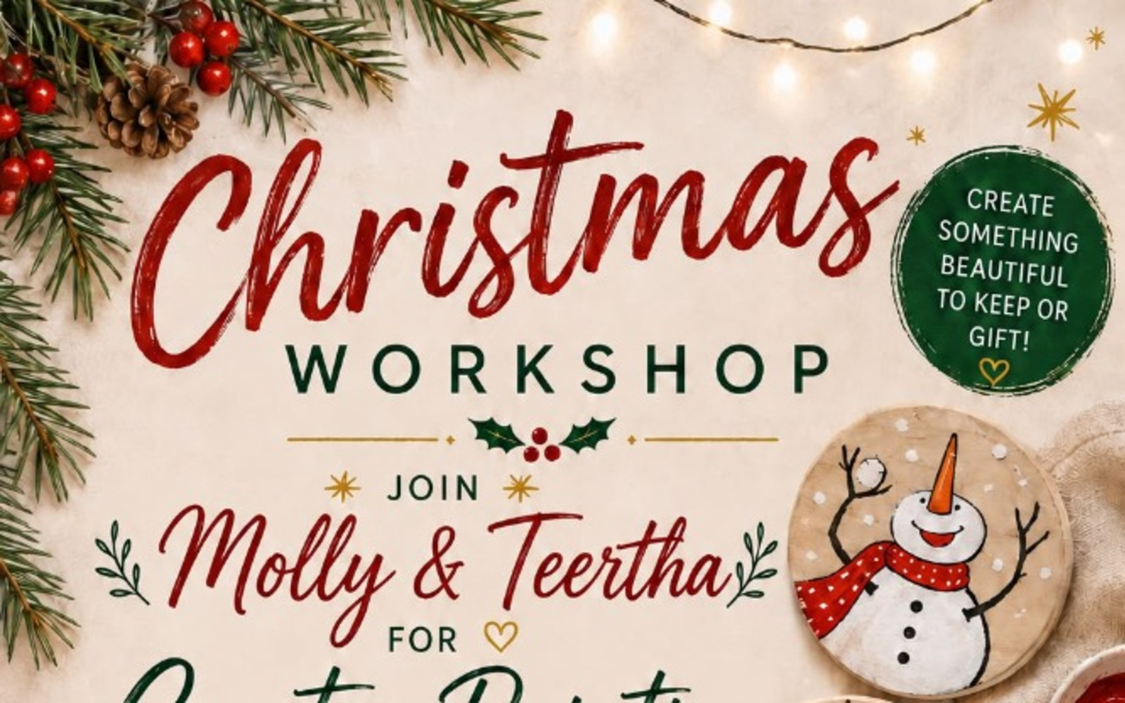 Christmas Workshop - Coaster Painting with Molly & Teertha