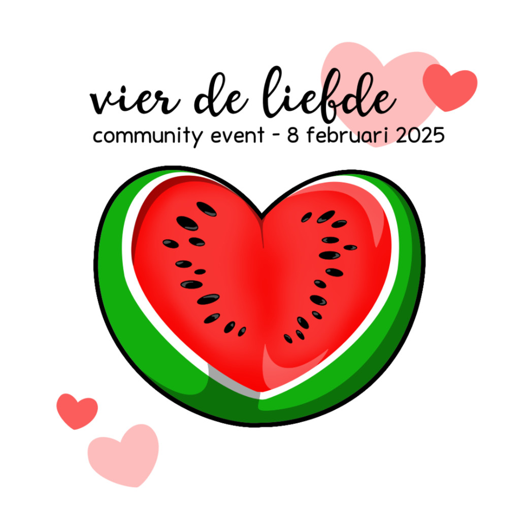 tekst vier de liefde meld je aan voor een workshop en maak je eigen valentijnskaart. hartjes op de achtergrond.