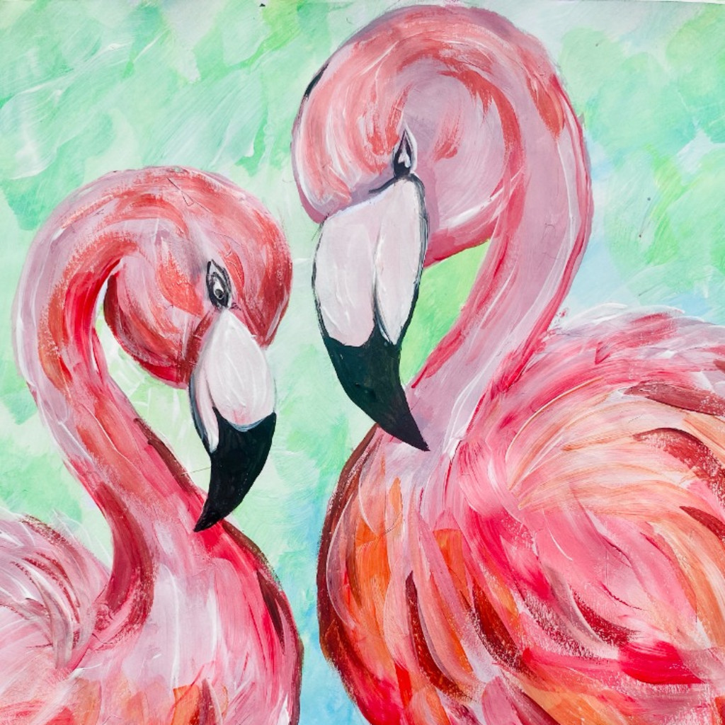 Two pink flamingo's