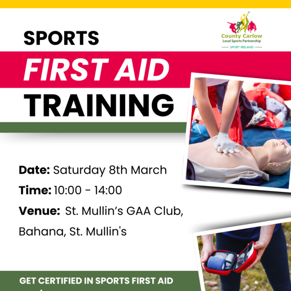 Sports First Aid - Sat 8th March 2025 - St. Mullins
