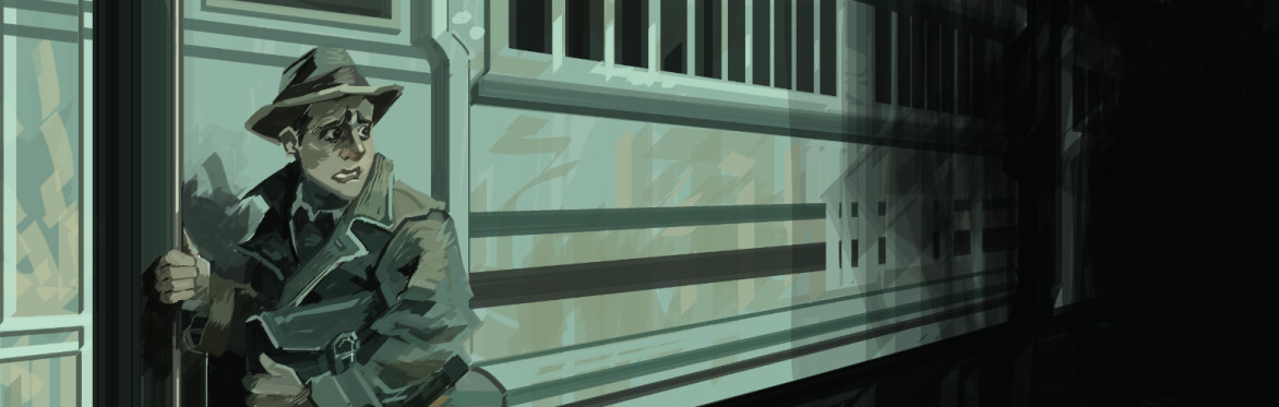 A troubled man in a trench coat boarding a train cautiously while tightly clutching a leather bag.