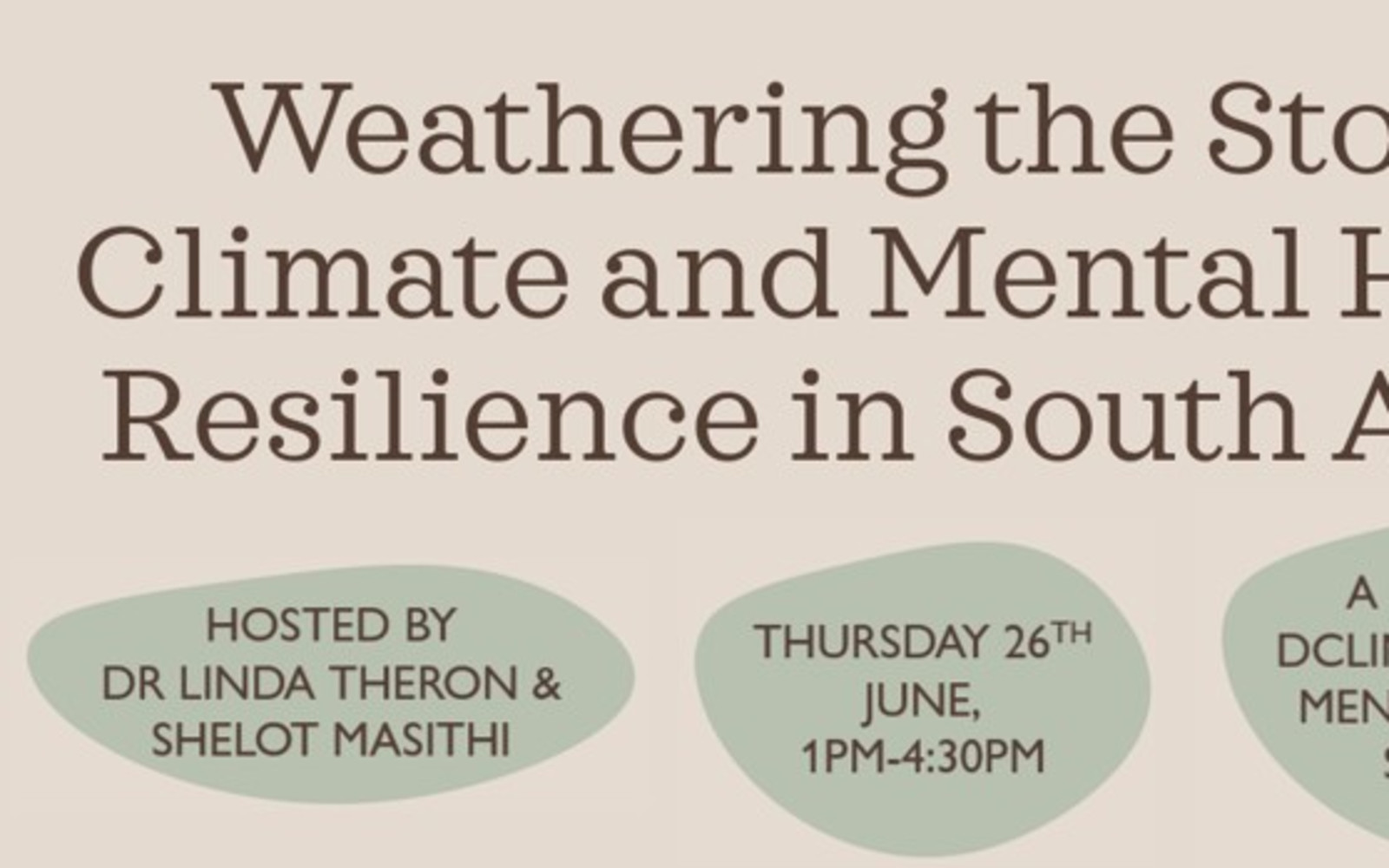 Weathering the Storm: Climate and Mental Health Resilience in South Africa - A Global Mental Health Seminar