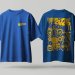 Blue t-shirt with yellow northern roll print
