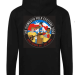 T-shirt with 2026 festival design - 2026 Festival Black Zip Front Hoody - design on back features three musicians at the seaside.