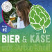 Werbung für ein Foodpairing mit Jutta Knoll. Das Bild zeigt Jutta Knoll, die ein Glas Bier in der Hand hält und daran riecht sowie den Text "Pairing #2 Bier & Käse mit Jutta Knoll".