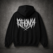Black oversized KTHONICA hoodie with large white KTHONICA logo printed on the back.