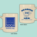 cream mug with cartoon "Cool guy" Book that says "Reading: All the cool kids are doing it." Back design features Festival Logo and website.