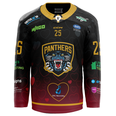 The image is of the Nottingham Panthers Valentines Jersey.
